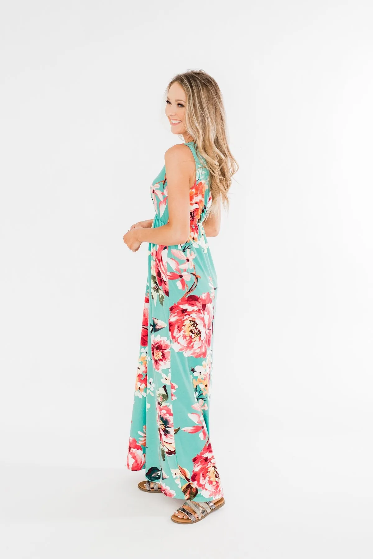 Miracle Of You Floral Maxi Dress- Mint