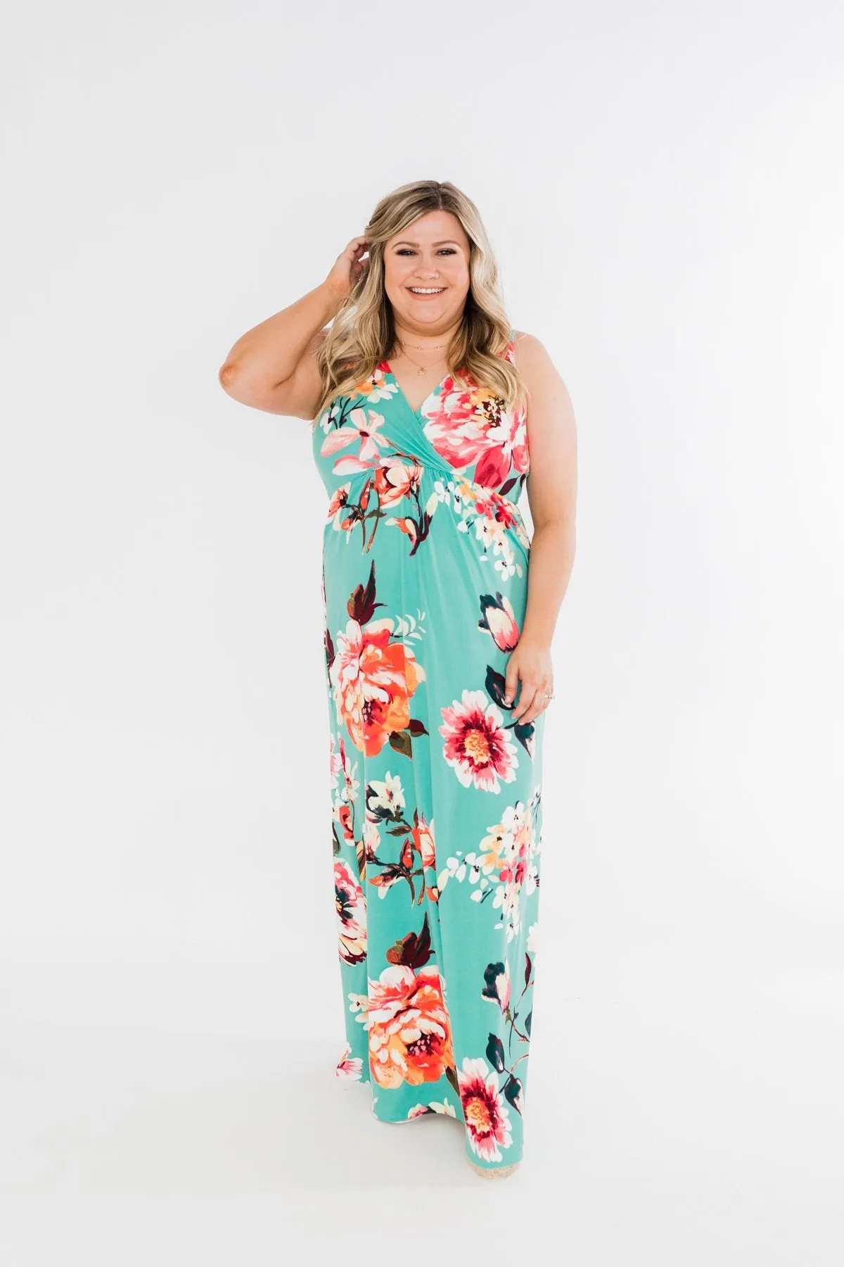 Miracle Of You Floral Maxi Dress- Mint