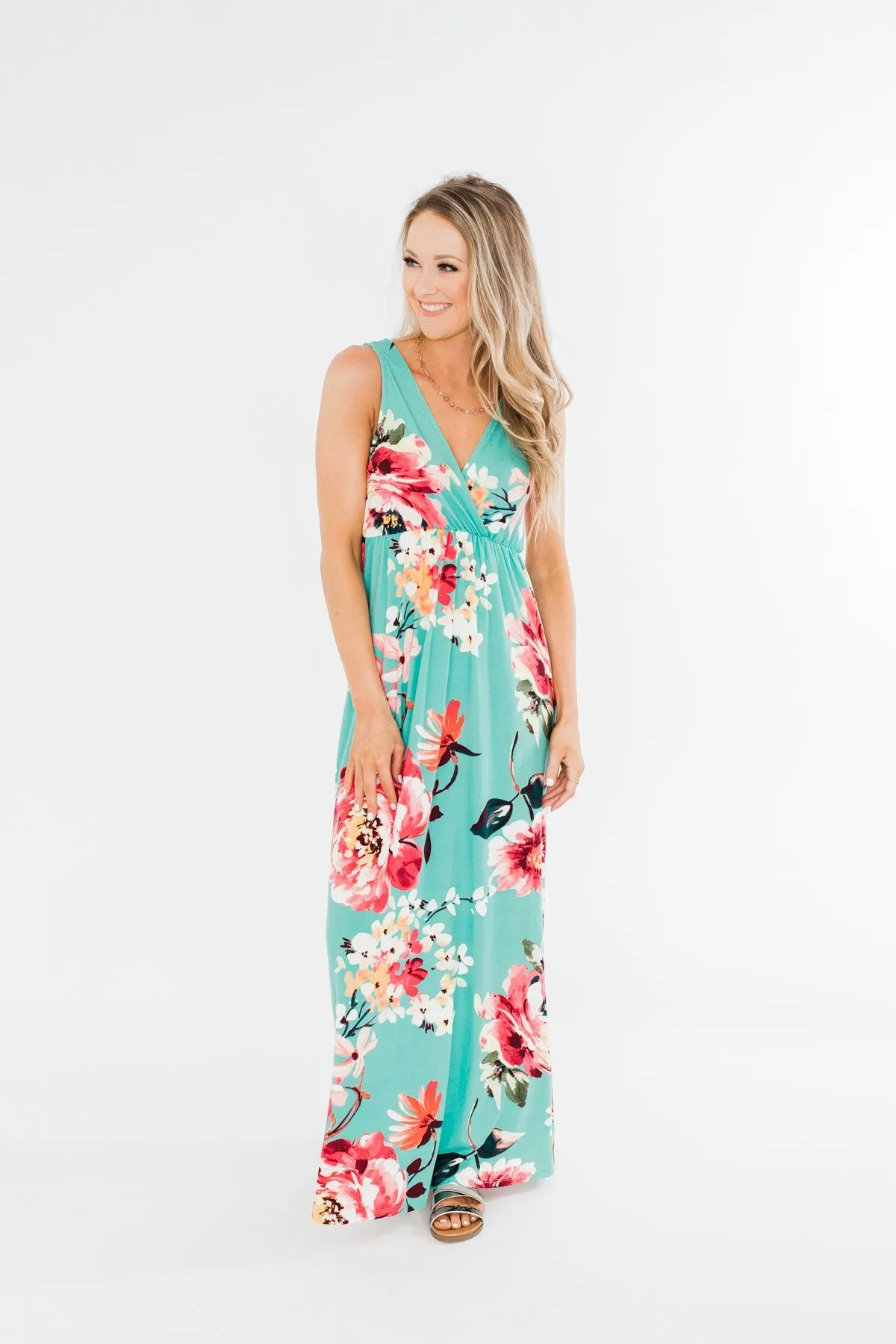 Miracle Of You Floral Maxi Dress- Mint