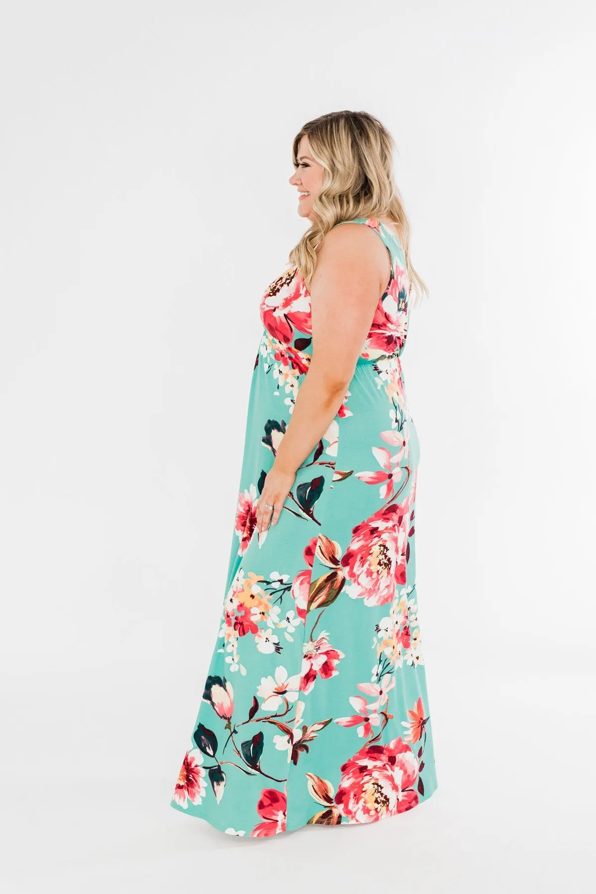 Miracle Of You Floral Maxi Dress- Mint