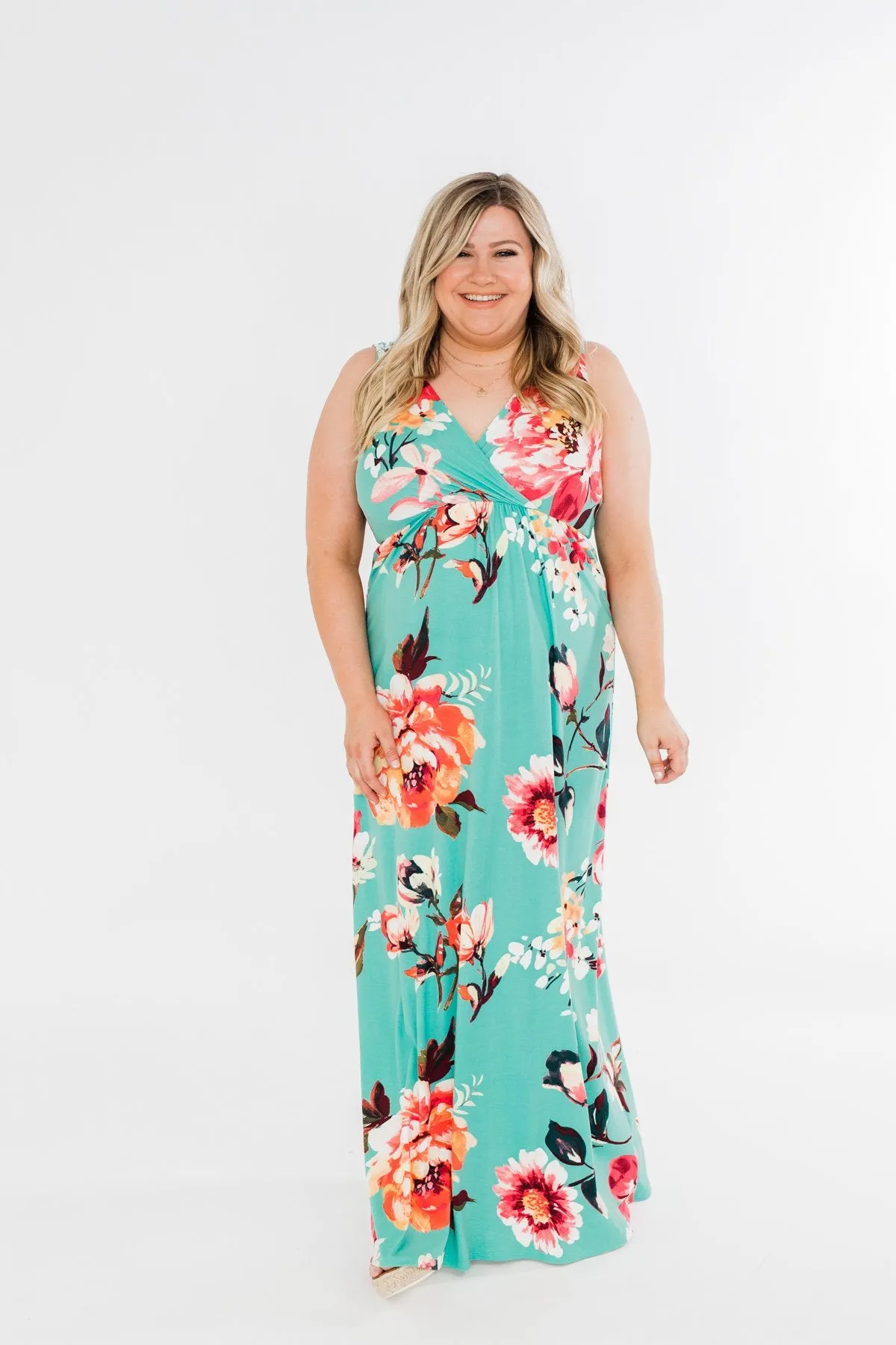 Miracle Of You Floral Maxi Dress- Mint