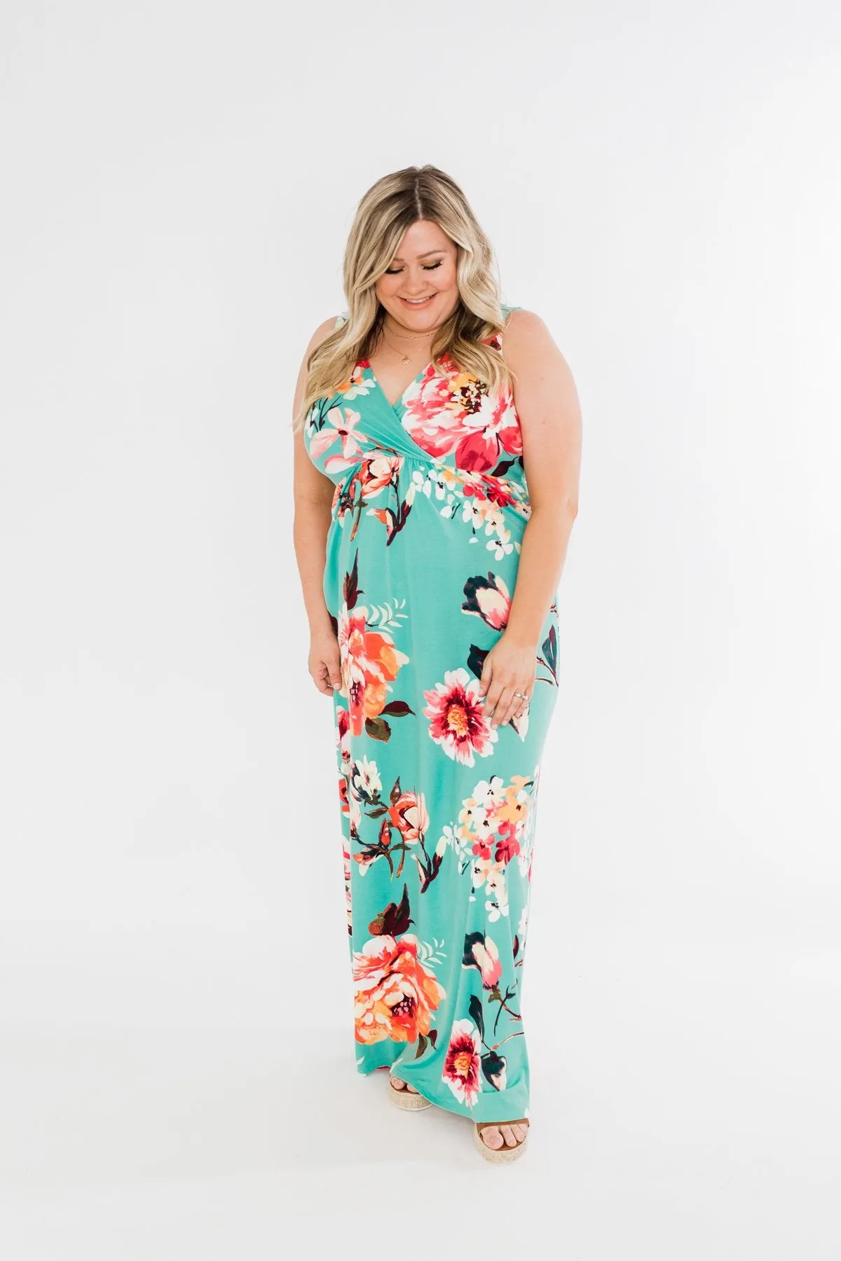 Miracle Of You Floral Maxi Dress- Mint