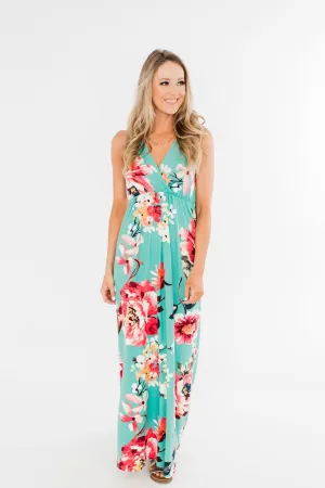 Miracle Of You Floral Maxi Dress- Mint