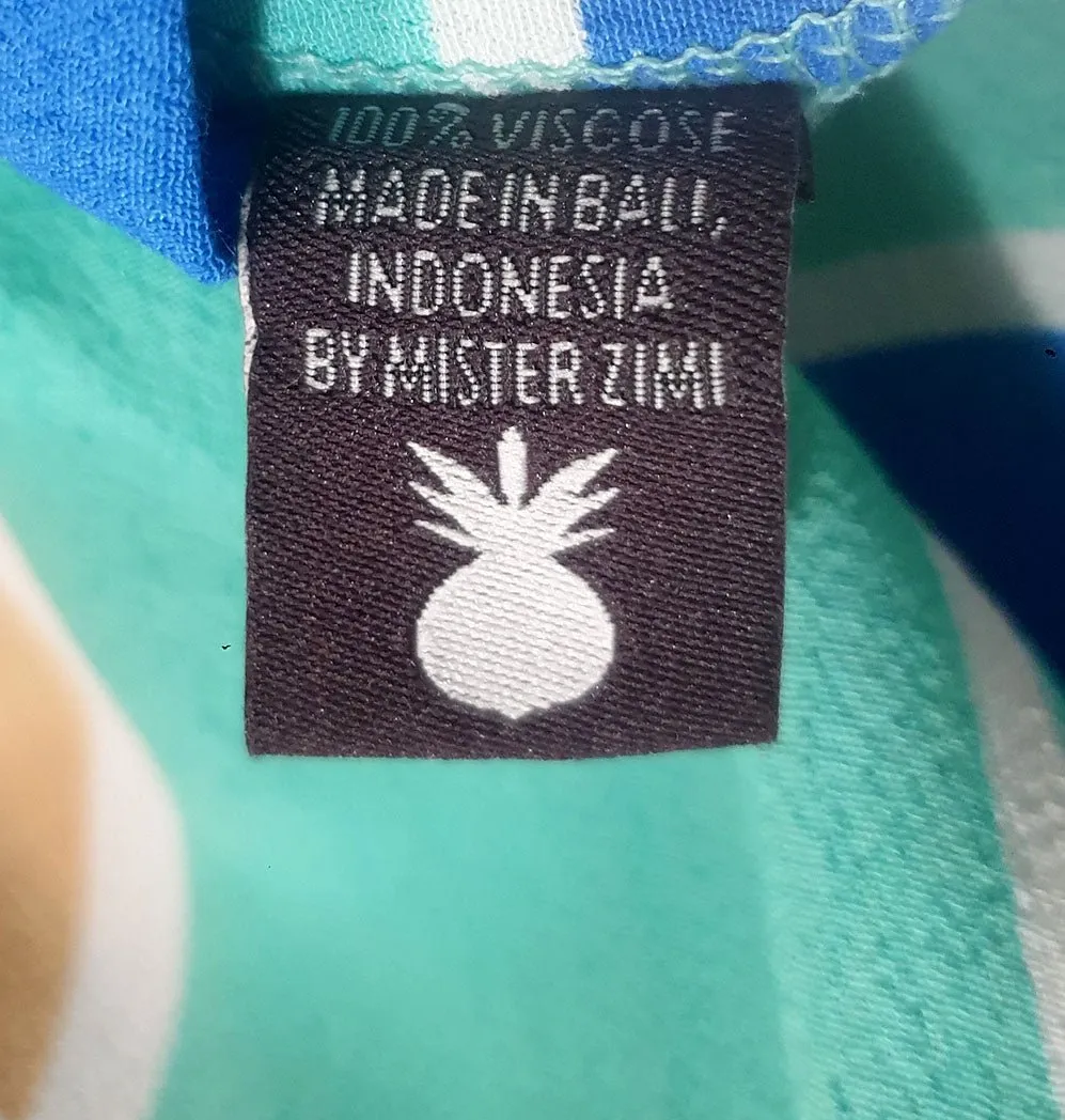 Mister Zimi aqua and orange print top size 10