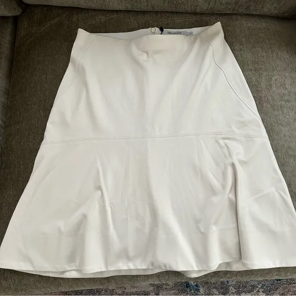 MM LAFLEUR NWT Astor Skirt Pearl White Mid Rise Knee Length A-line Flare