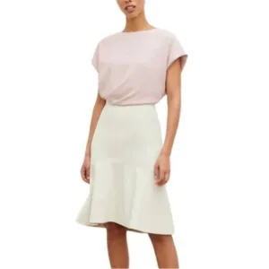MM LAFLEUR NWT Astor Skirt Pearl White Mid Rise Knee Length A-line Flare