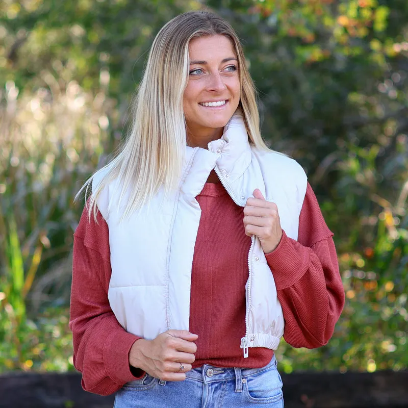 Mock Cropped Puffer Vest