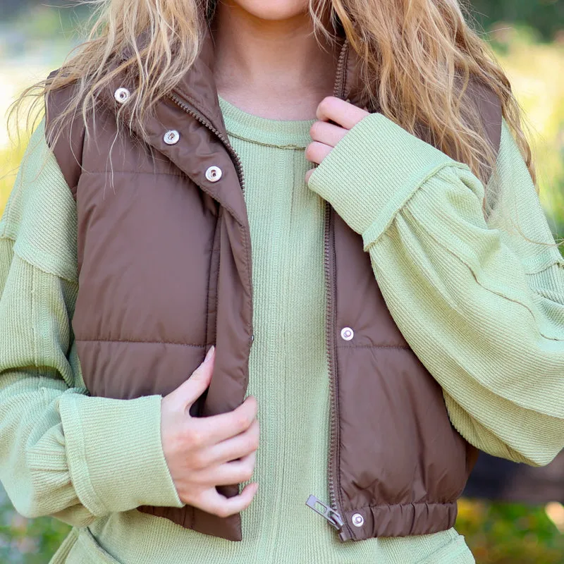 Mock Cropped Puffer Vest