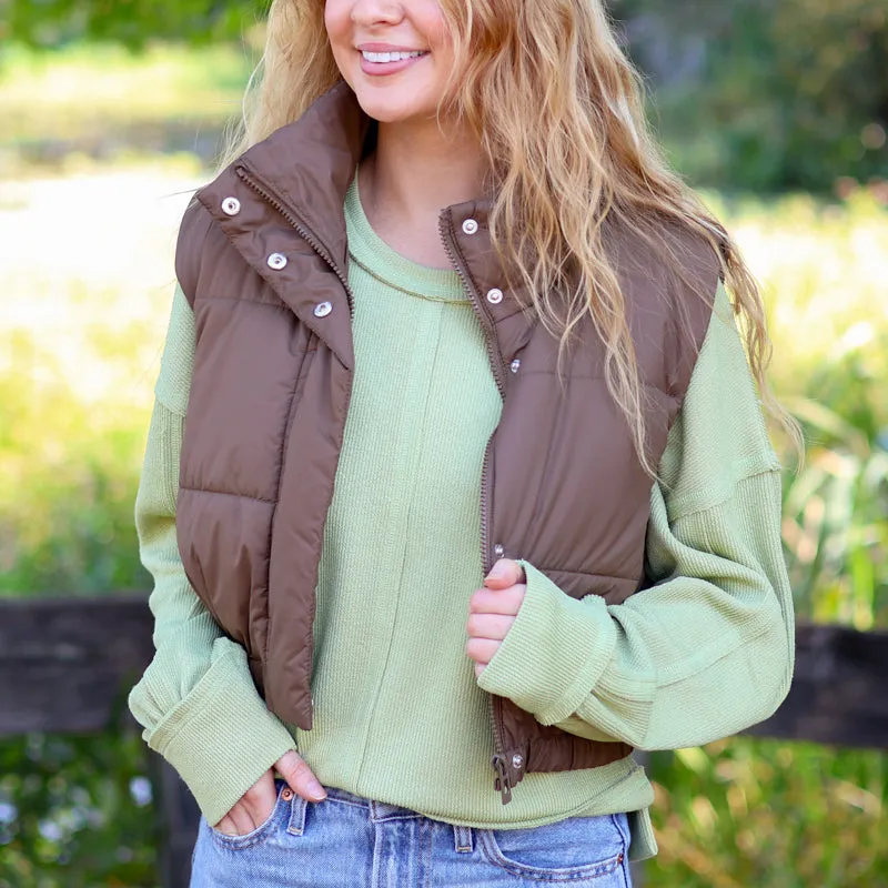 Mock Cropped Puffer Vest