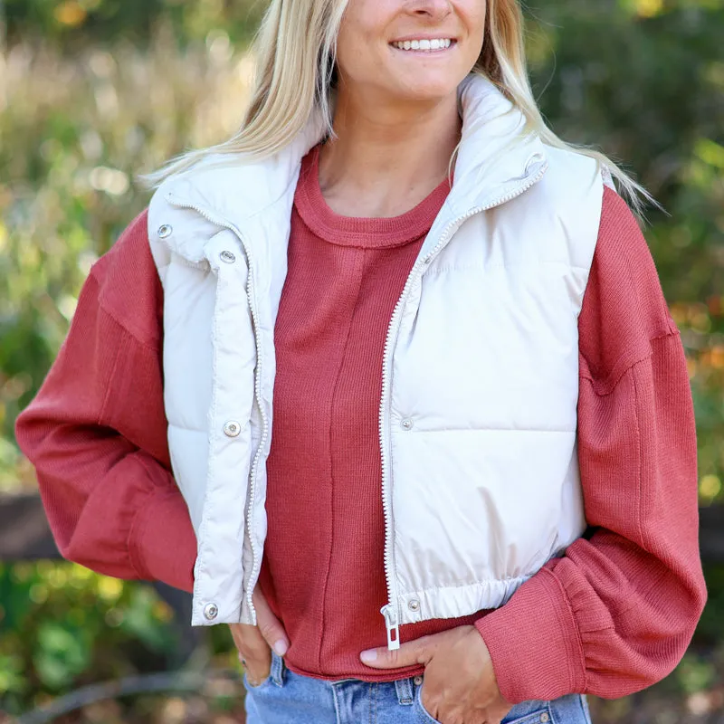 Mock Cropped Puffer Vest