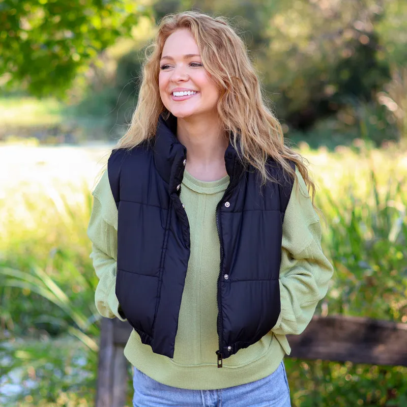 Mock Cropped Puffer Vest