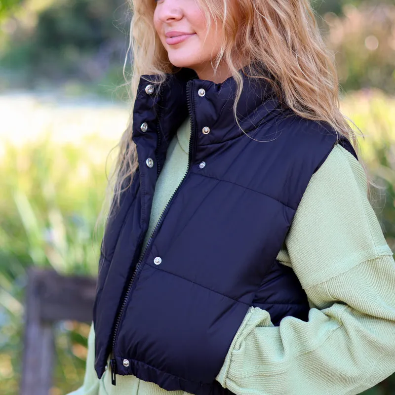 Mock Cropped Puffer Vest