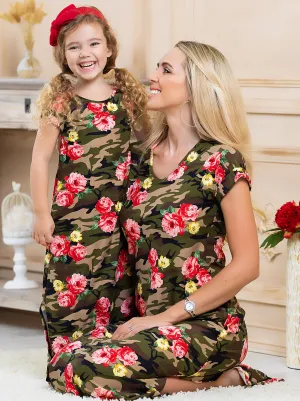 Mommy and Me Floral Camo Maxi Dress
