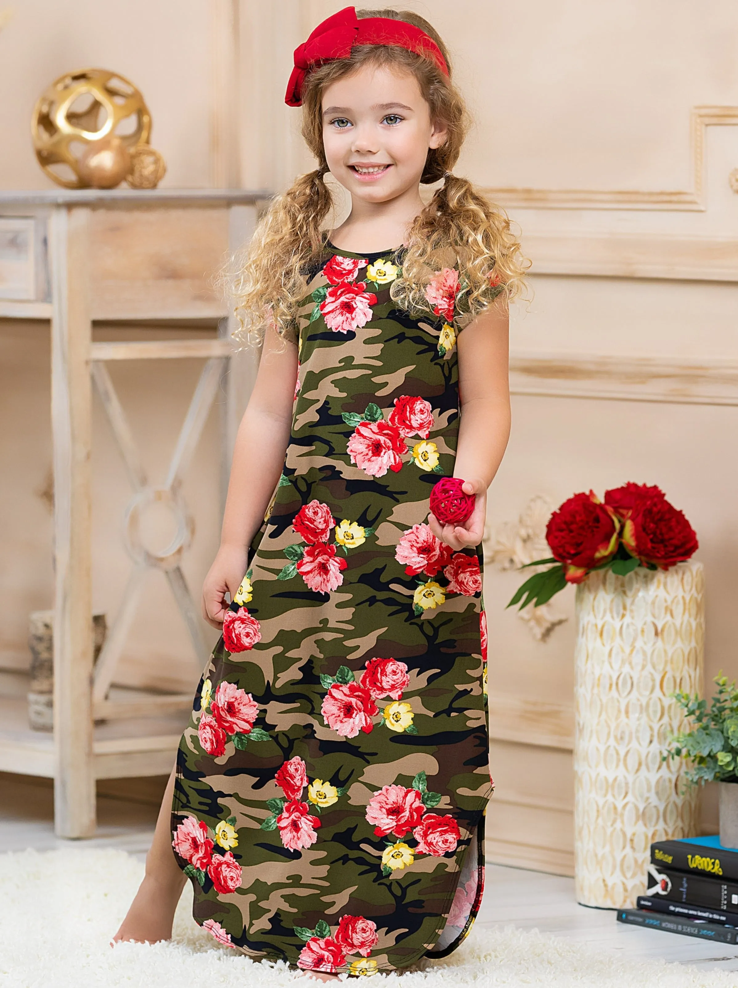 Mommy and Me Floral Camo Maxi Dress