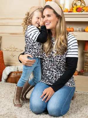 Mommy and Me Spots and Striped Colorblock Top