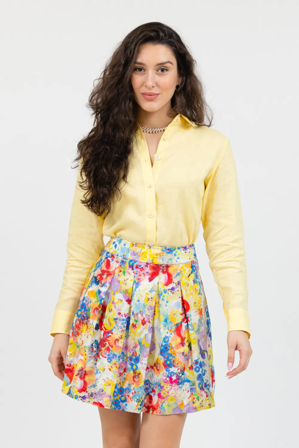 Monaco Linen Skirt - Floral
