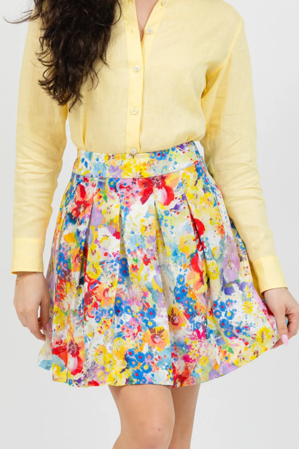 Monaco Linen Skirt - Floral