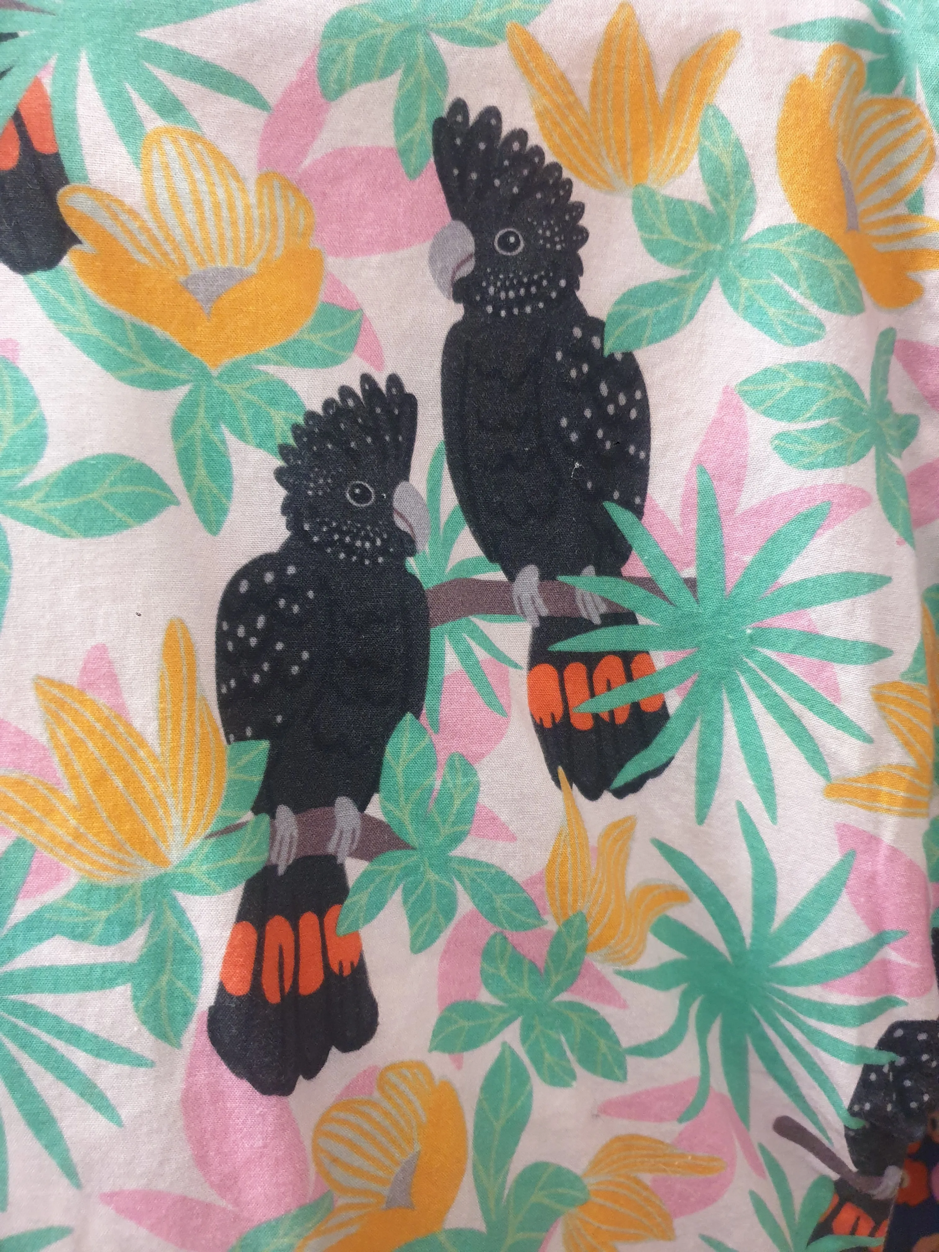 Monstreathreads black cockatoo print top size S
