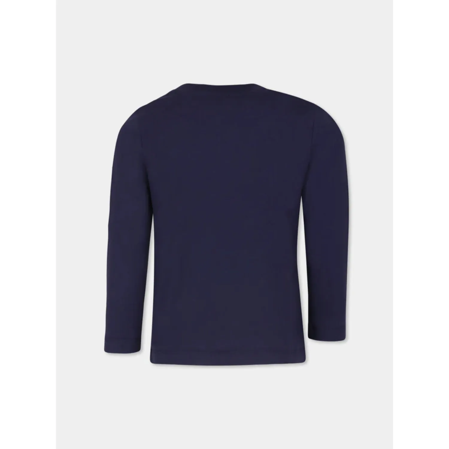 Moschino Kids Boy's Blue Long Sleeve T-shirt with three Teddy Bears