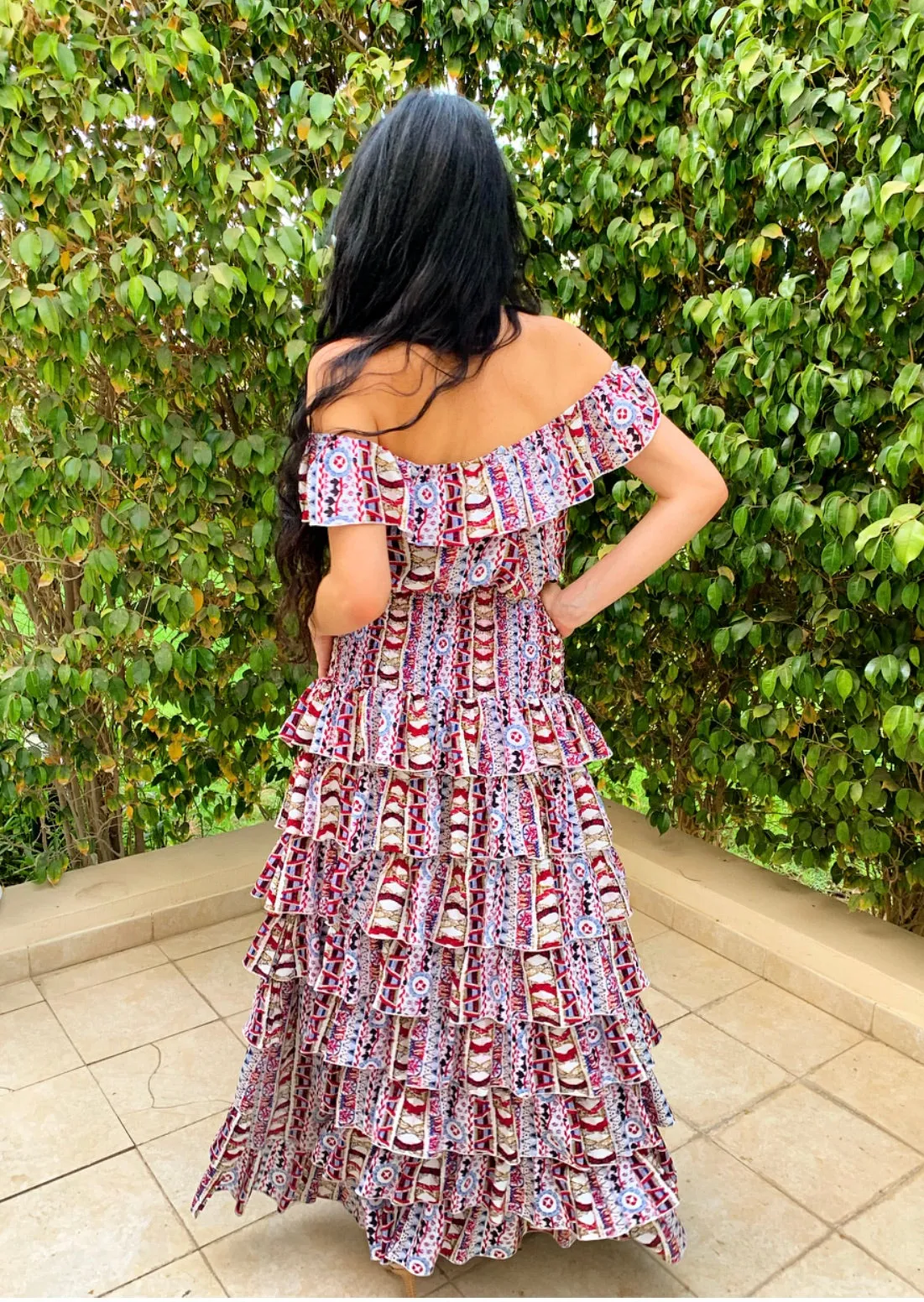 Multi coloured long ra ra skirt