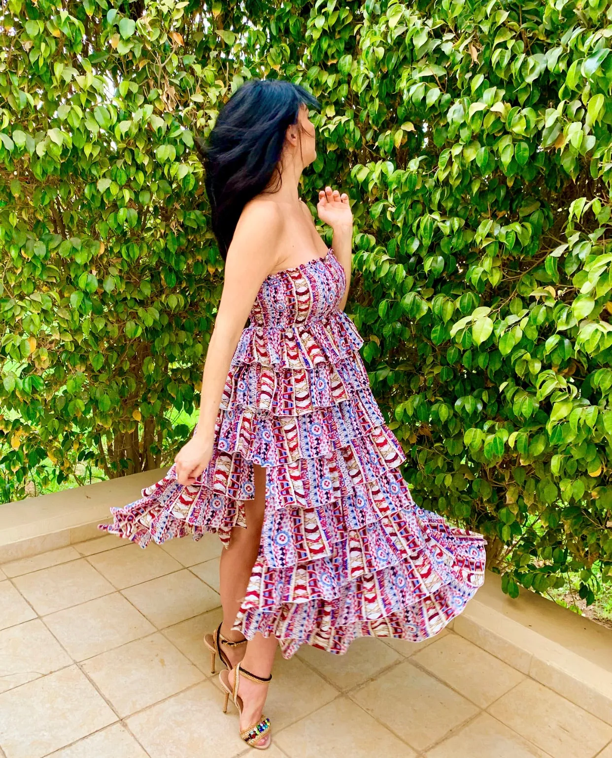 Multi coloured long ra ra skirt