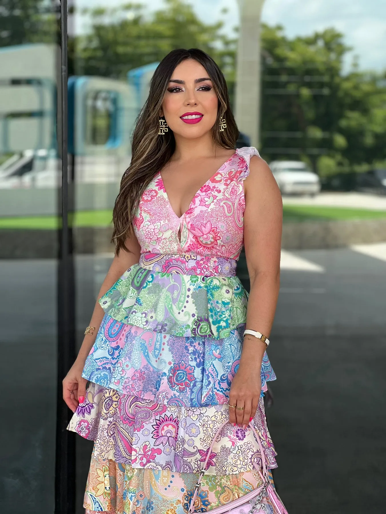 Multi Floral Tiered Maxi Dress