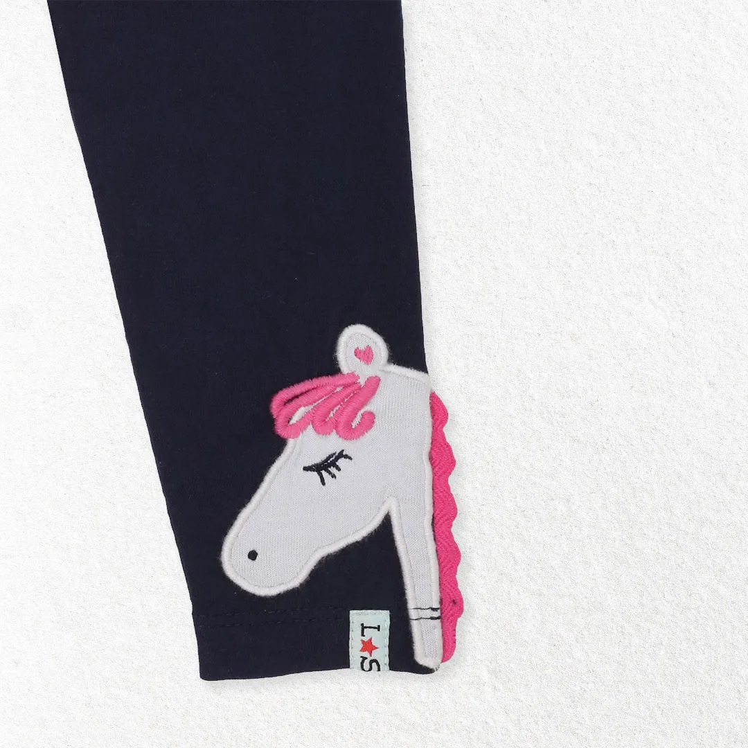 Multicoloured Floral Print And Horse Applique Top - 2 Pack