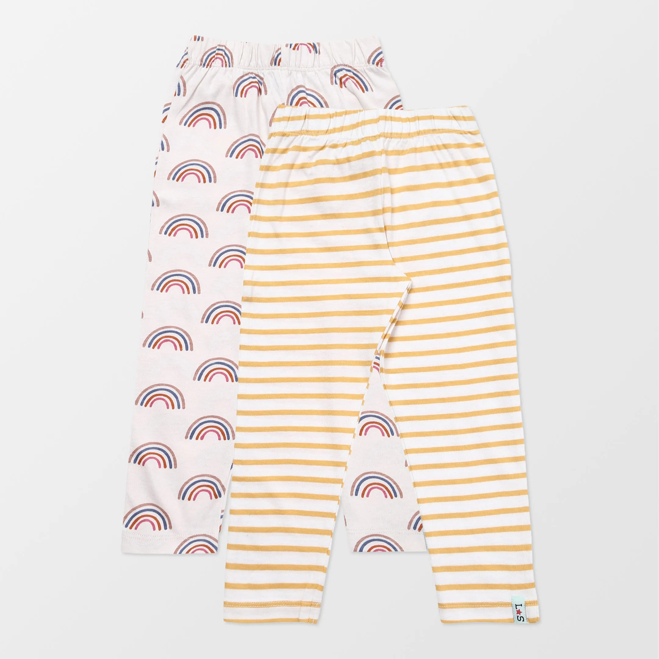 Multicoloured Rainbow And Stripe Print Leggings - 2 Pack