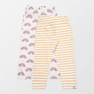 Multicoloured Rainbow And Stripe Print Leggings - 2 Pack