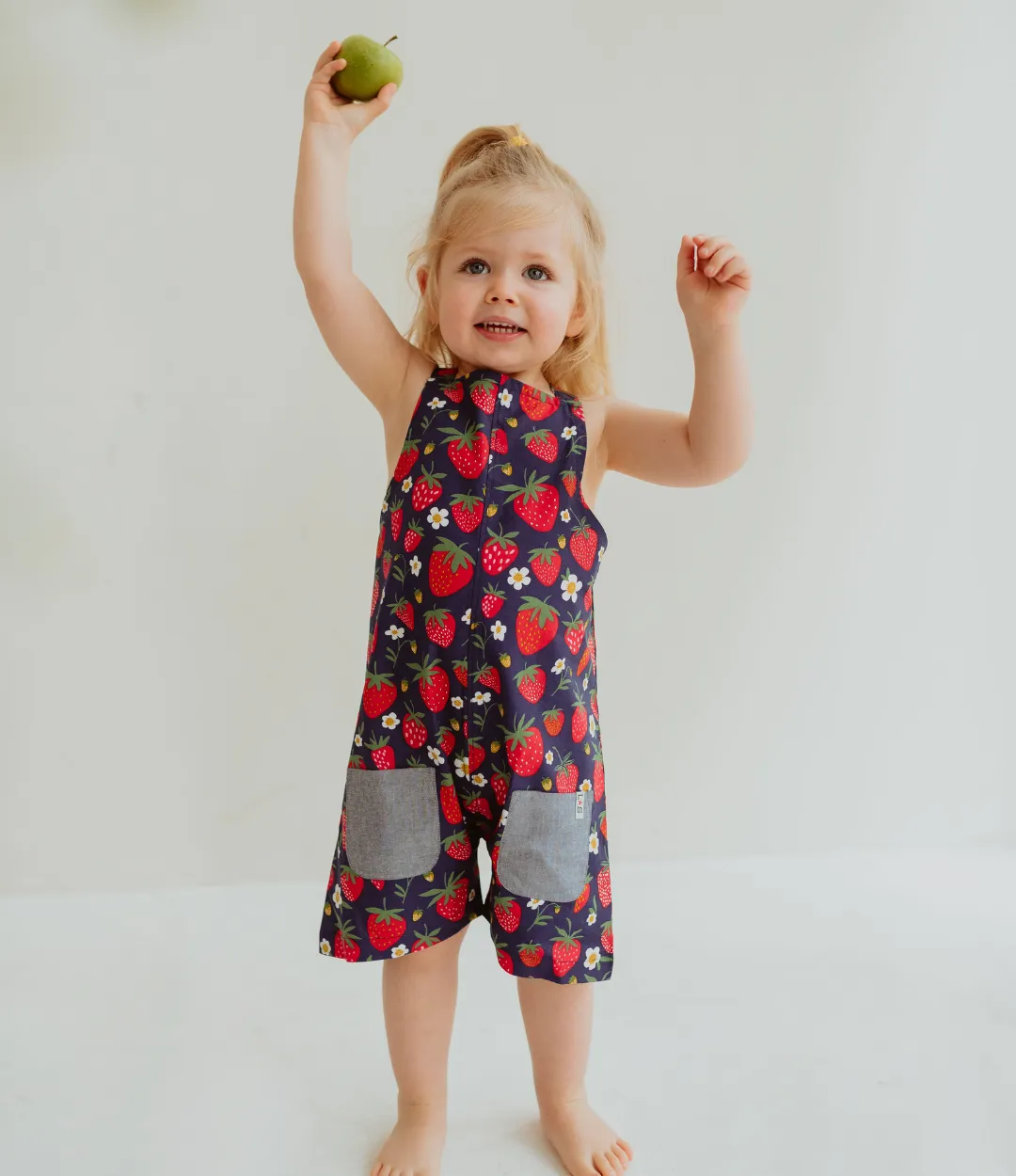 Multicoloured Strawberry Print Dungarees