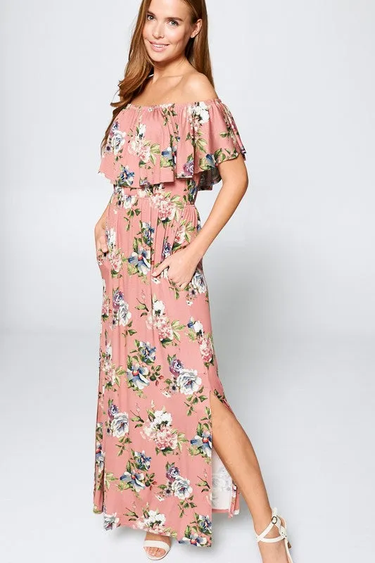 MYKONOS FLORAL MAXI DRESS IVORY