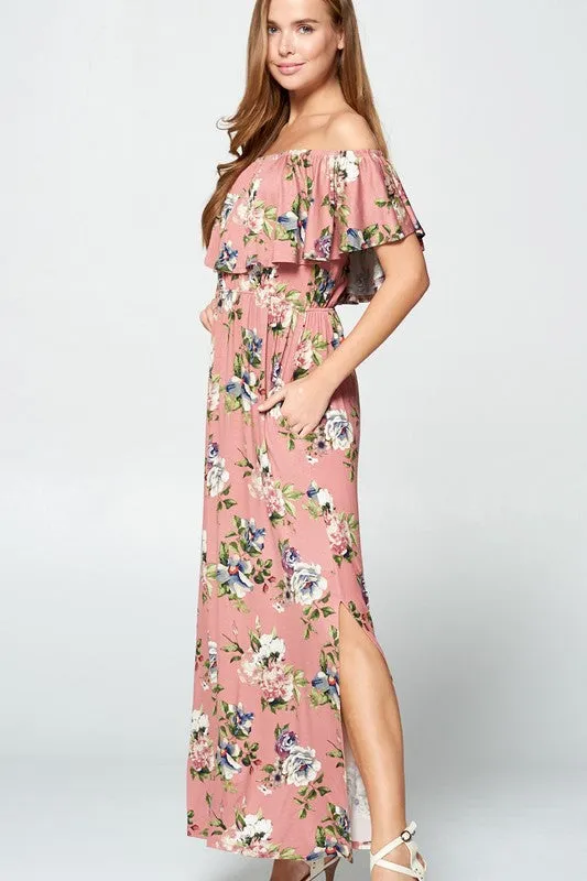 MYKONOS FLORAL MAXI DRESS IVORY