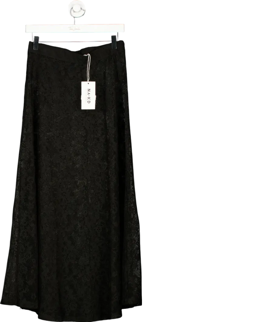NA-KD Black Lace Maxi Skirt UK S