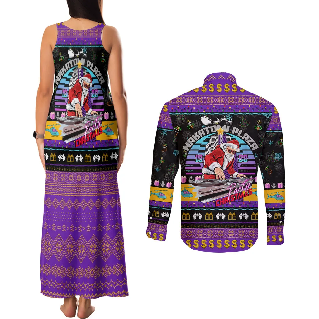 Nakatomi Plaza Christmas Party 1988 Couples Matching Tank Maxi Dress and Long Sleeve Button Shirts DJ Satan Claus DT02