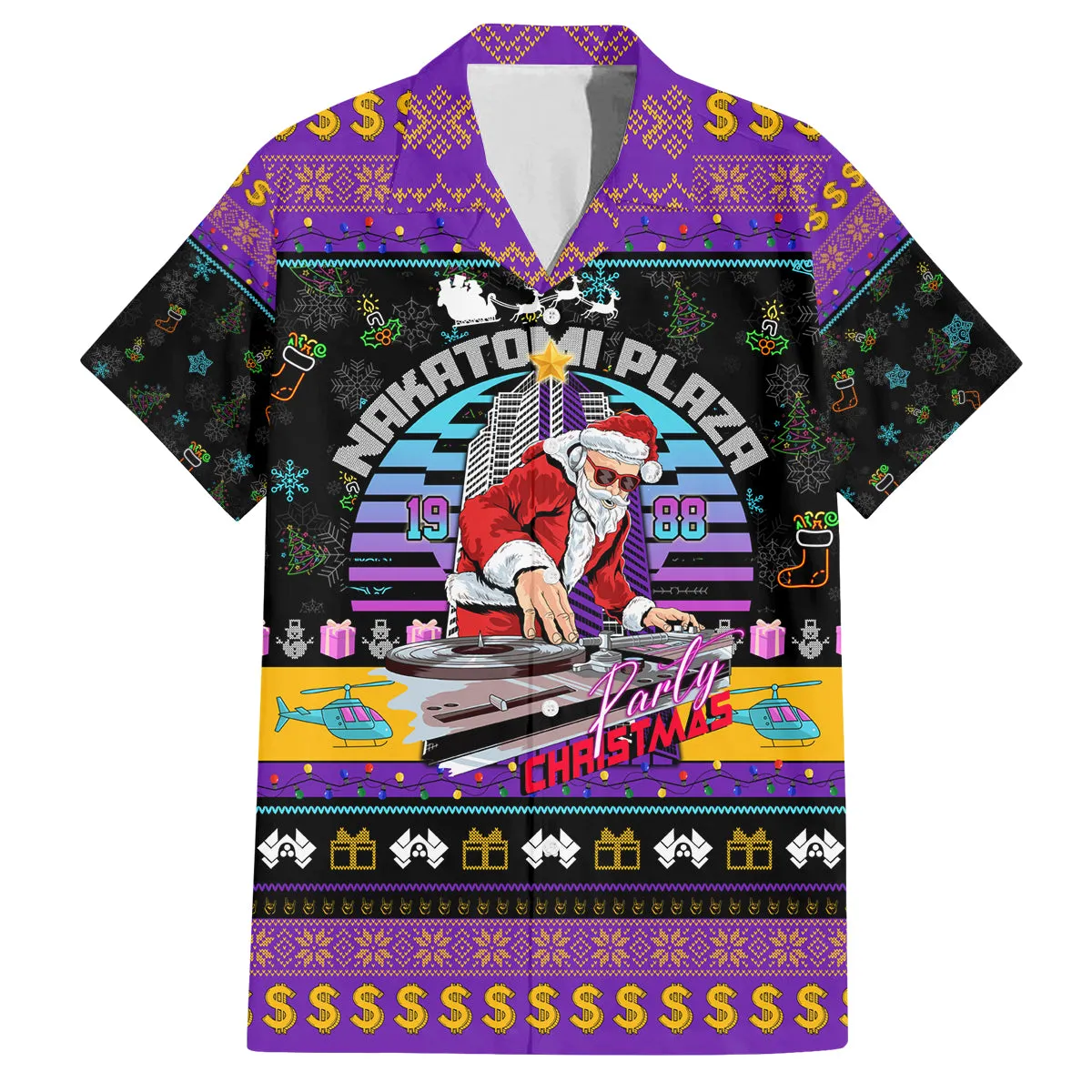 Nakatomi Plaza Christmas Party 1988 Family Matching Tank Maxi Dress and Hawaiian Shirt DJ Satan Claus DT02