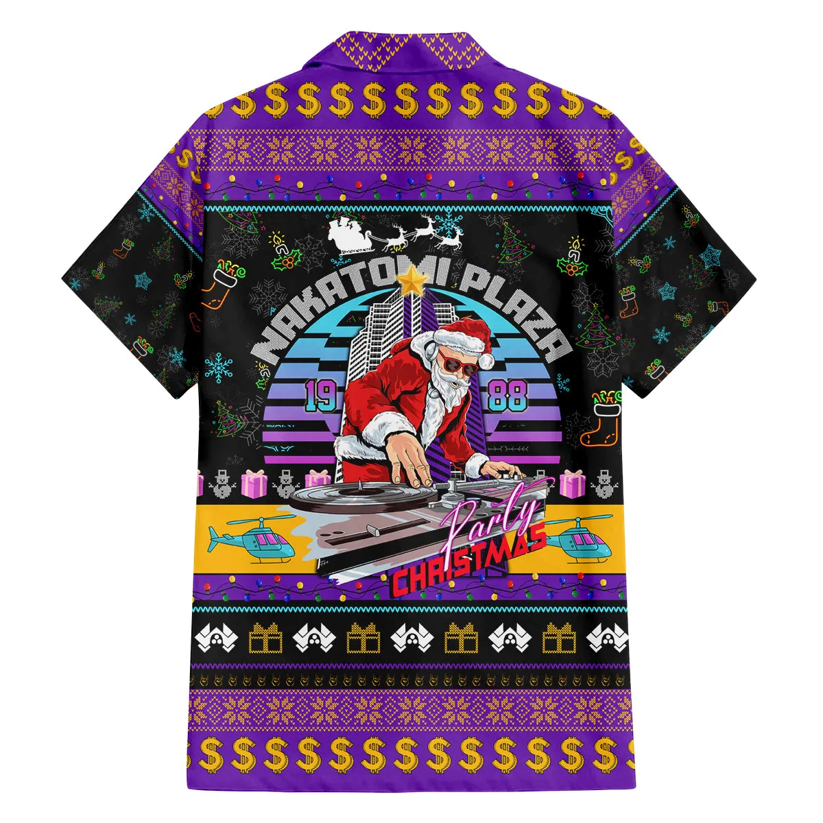 Nakatomi Plaza Christmas Party 1988 Family Matching Tank Maxi Dress and Hawaiian Shirt DJ Satan Claus DT02
