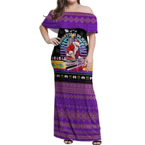 Nakatomi Plaza Christmas Party 1988 Off Shoulder Maxi Dress DJ Satan Claus DT02