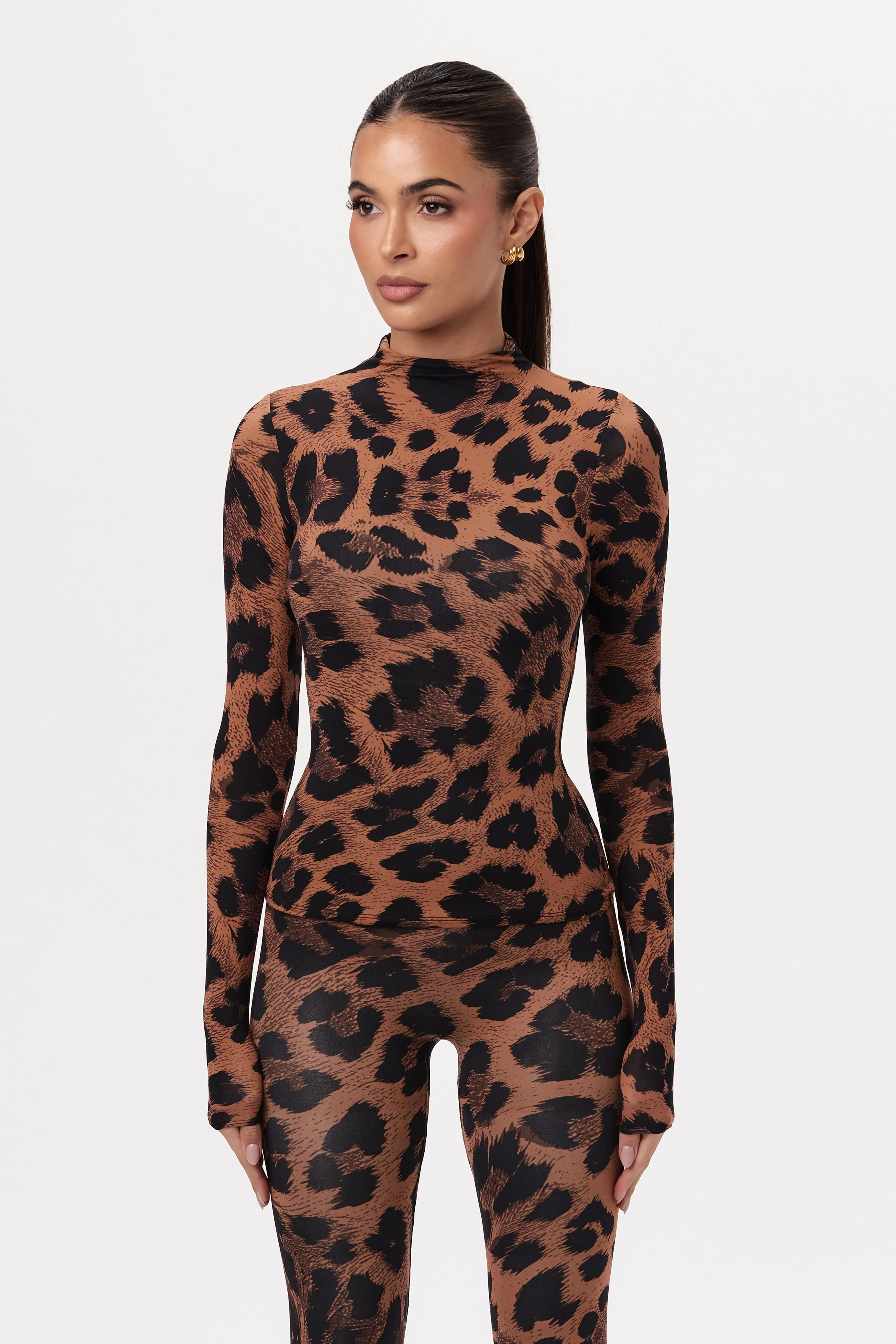 Naked Print Turtleneck Top