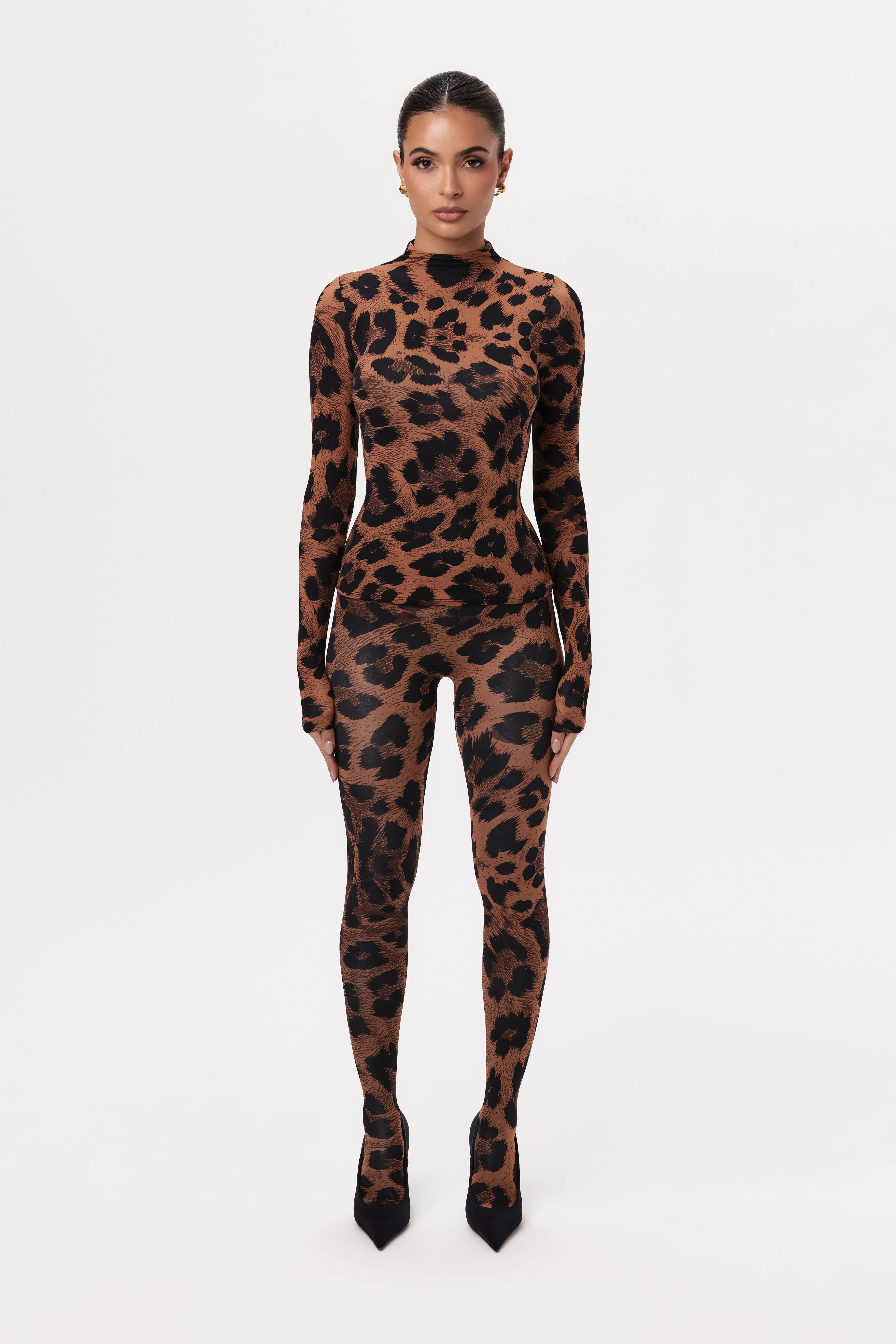 Naked Print Turtleneck Top