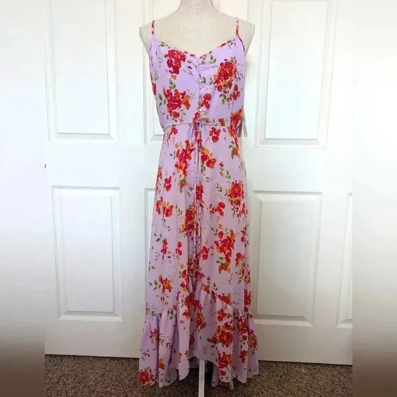 Nanette Lepore Floral Ruffle High-Low Tie-Waist