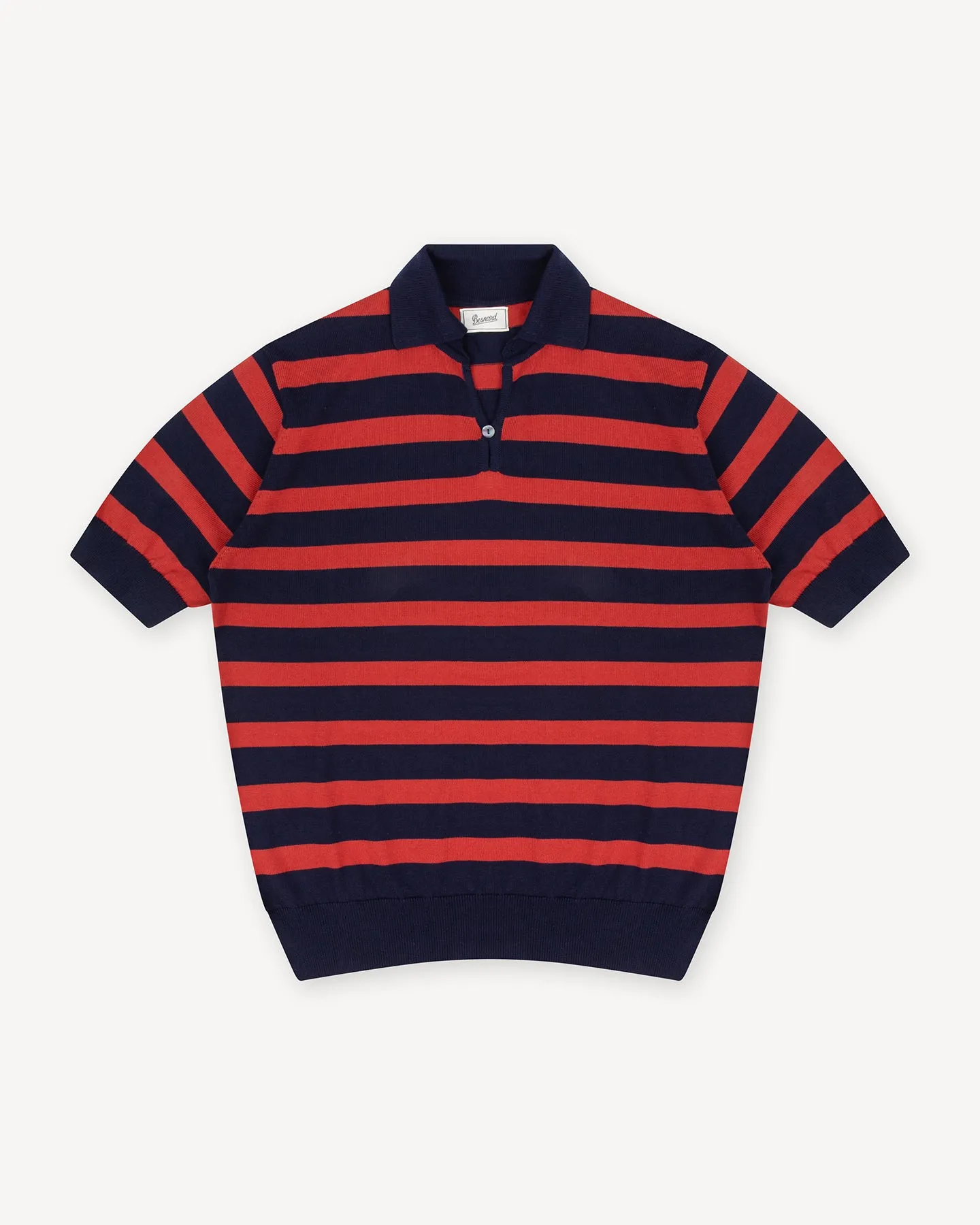 Navy Red Striped Cotton Skipper Polo