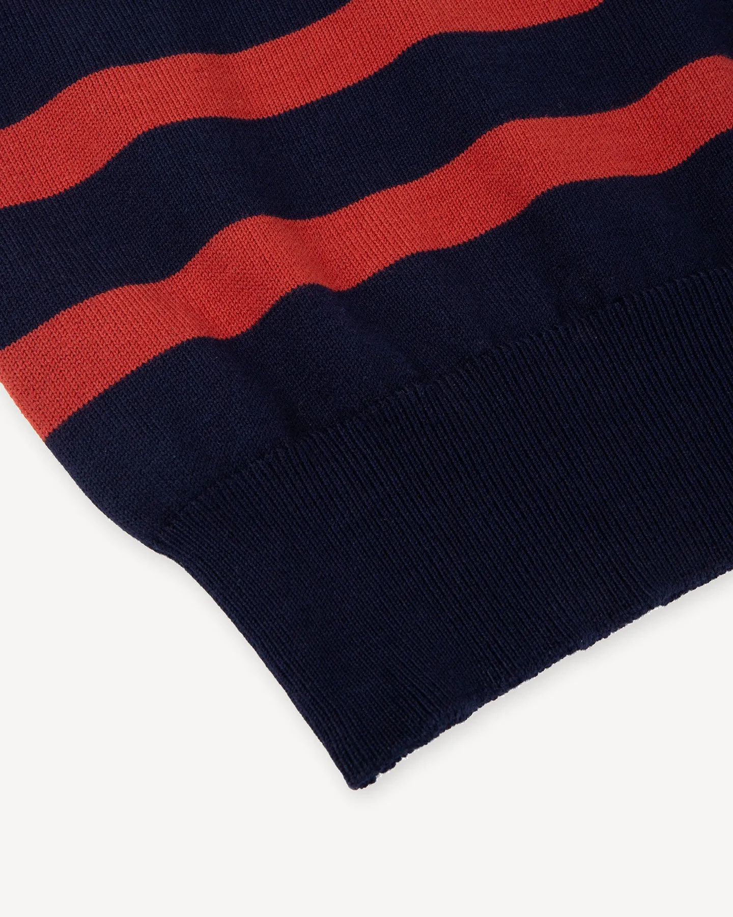 Navy Red Striped Cotton Skipper Polo