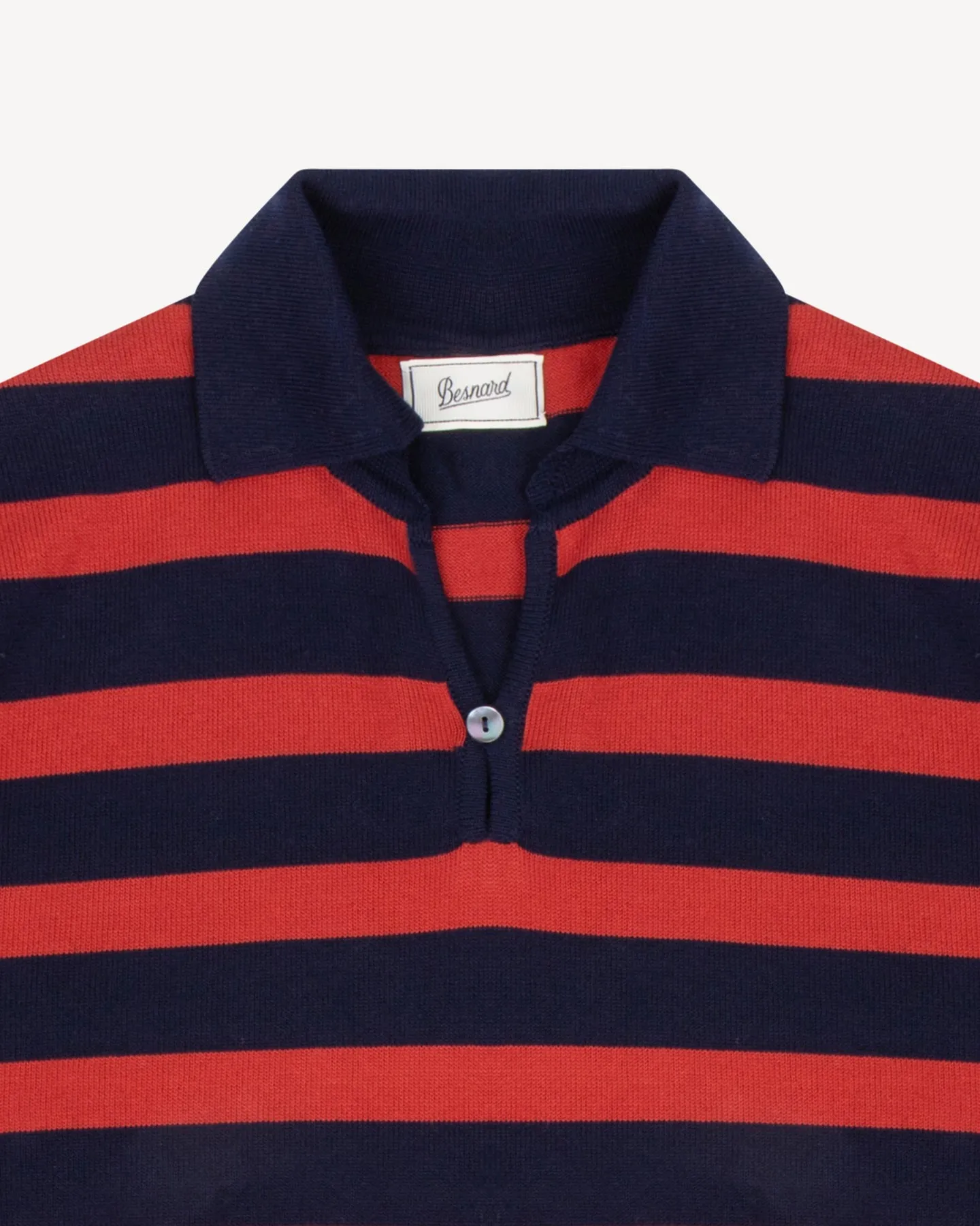 Navy Red Striped Cotton Skipper Polo