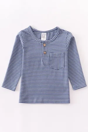 NAVY STRIPE POCKET SHIRT