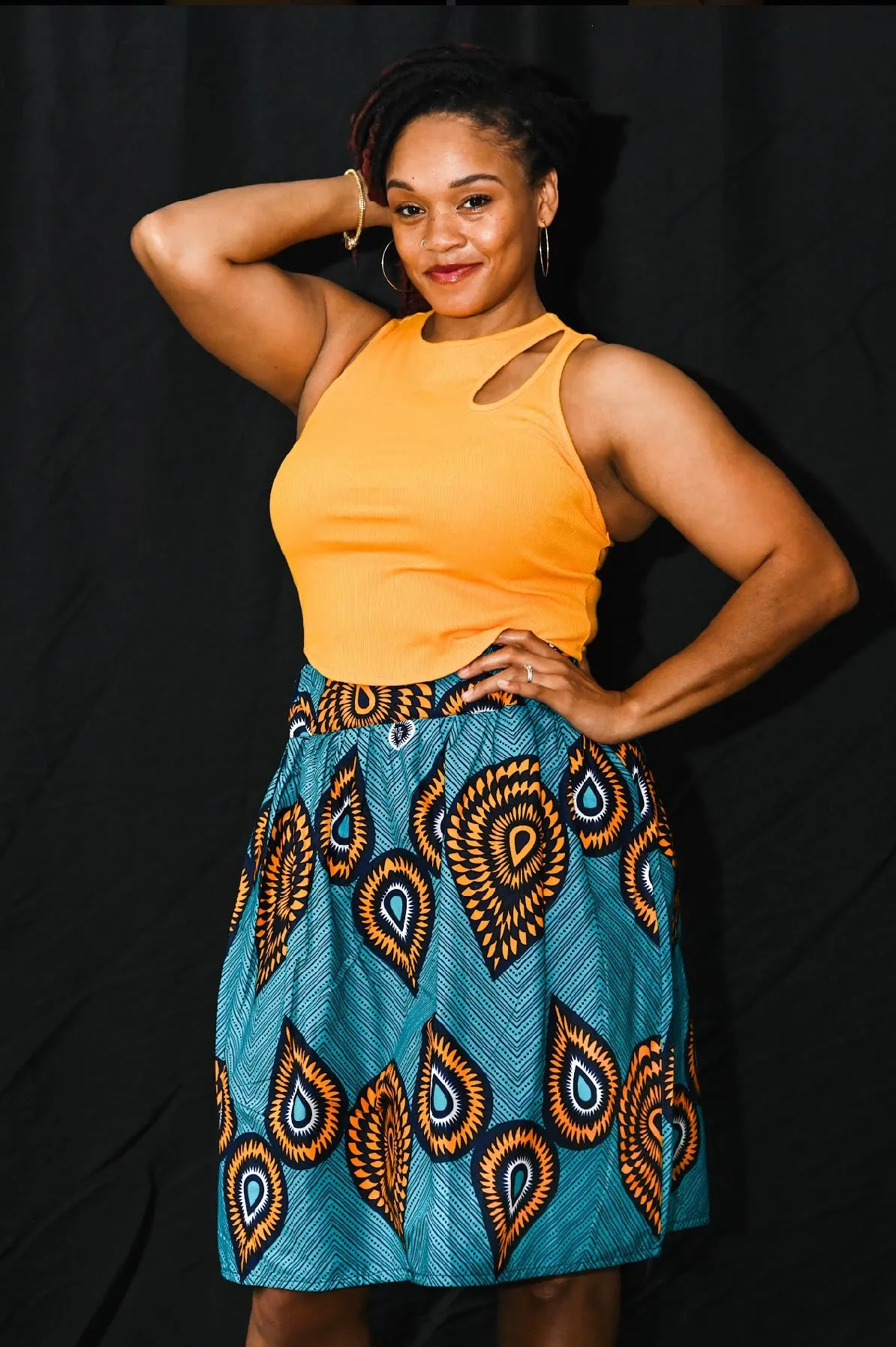 New 2023- Joke Gather Skirt -Teal and yellow