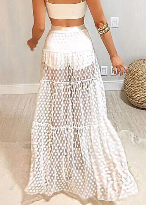 New Black Dot Elastic Waist Tulle Swimwear Skirts Summer