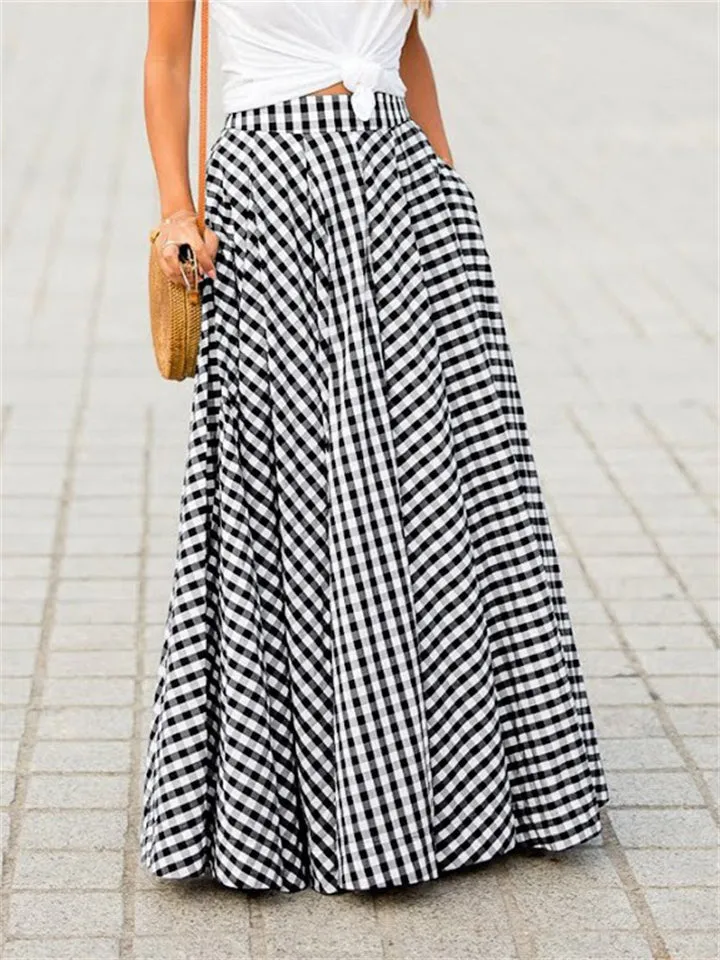 New Classy Plaid Print High-waisted Ladies Skirts