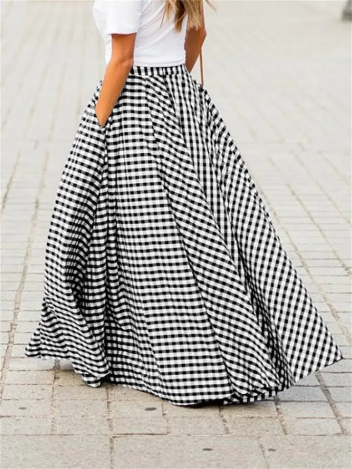 New Classy Plaid Print High-waisted Ladies Skirts