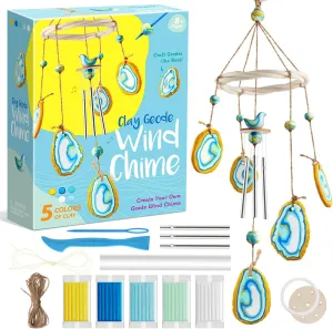 NEW EDUMAN Make Your Own Clay Geodes Wind Chime for Home Garden Decoration, Arts and Crafts for Kids Ages 8-12, Wind Chime Craft Kit for Kids Learning & Educational Project Birthday Gifts for Boys & Girls