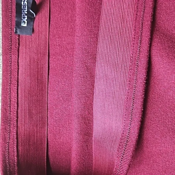 NEW! EXPRESS Wine High Waisted Knit Pencil Midi Skirt Side Slit XL.